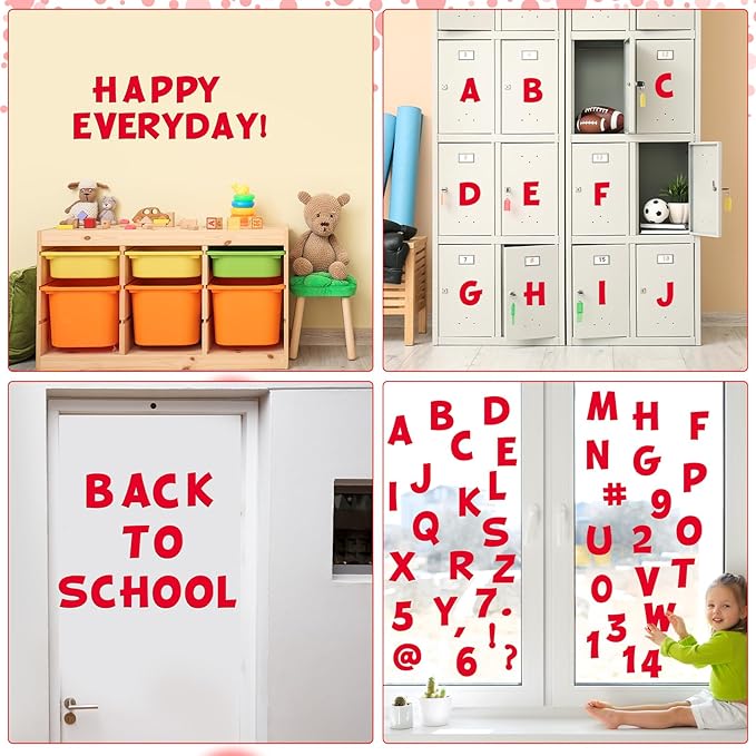 270Pcs 3In Bulletin Board Paper Letters and Numbers, Capital Letters, Numbers, Punctuation Card Stock Punch Out Letter for Classroom Poster Bulletin Board Window Door Home Decor Mailbox Sign, Red