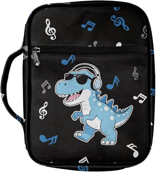 Coldinair Funny Dinosaur Bible Covers Bag for Kids Teen,Cool Carrying Book Case Church Bag Bible Holder with Handle and Zippered Pocket