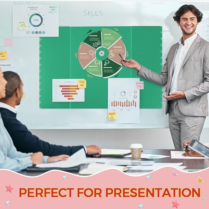 Mooliwe 4 Pack 21" x 14" Trifold Poster Board Tri Fold Poster Boards Foldable Corrugated Business Presentation Display Paper Boards for Science Fair Events, School Projects, Exhibitions(Rainbow)