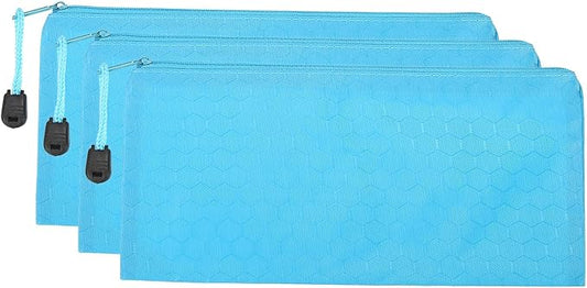 PATIKIL Waterproof Zipper File Bags, 3 Pack A6 Document Holders Pencil Pouch for Office, Light Blue