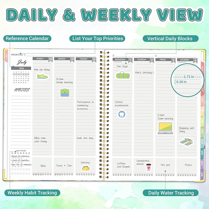 Academic Planner 2026-2027 (8.5" x 11") - Weekly & Monthly Planner (Jul. 2026 - Jun. 2027), Column View Calendar Organizers, Hardcover Agenda Book with Tabs for Office & School, Tree