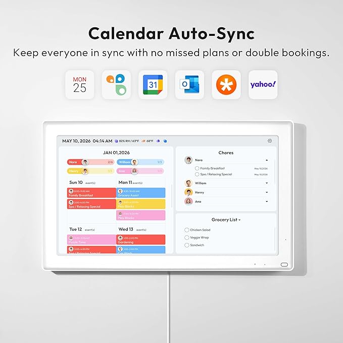 21.5'' Digital Calendar & Chore Chart - Smart Interactive Display for Family Schedules, 1920 * 1080P Full HD Touchscreen Electronic WiFi Planner, Wall and Desk Mountable