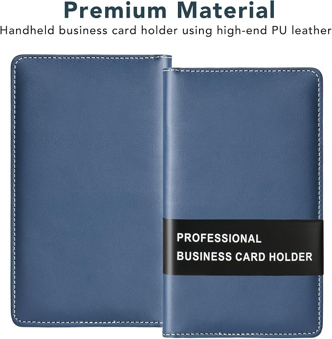 Leather Professional Business Card Holder Organizer Book - 300 Card Capacity Premium PU Folder with Soft Cover, Name Card Credit Cards Binder for Men/Women, Dark Blue