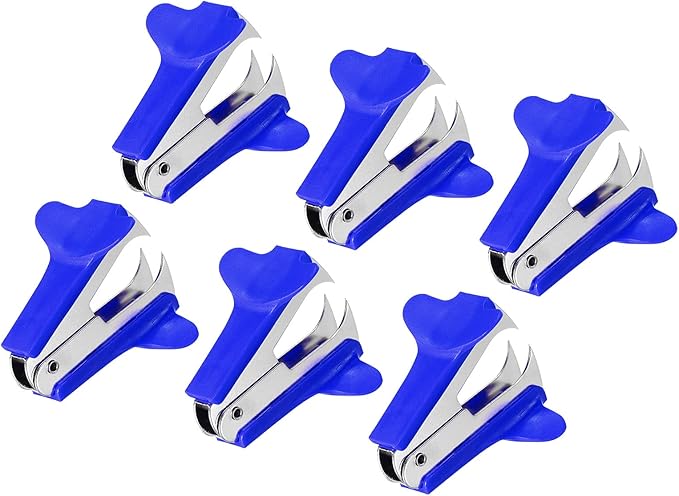 YOKIVE 6 Pcs Staple Remover, Mini Puller Steel Jaw | Staples Removal Great for Office Home Desktop (Blue)