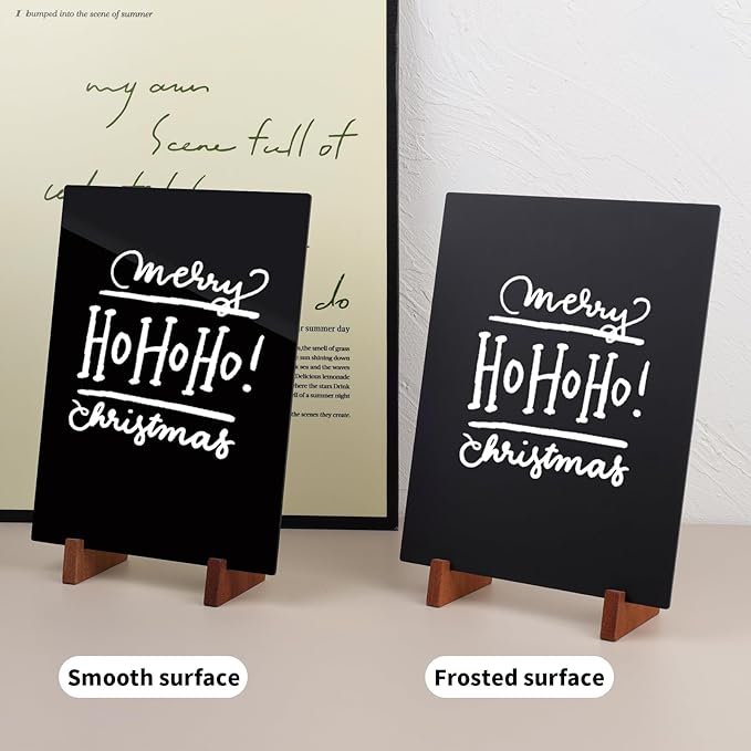 Double-Side Chalkboard Painting Sign 8.5x11 Inch with Wood Holder for Tabletop Display, Bar/Coffee/Restaurant Menu Message Board, Party Event Decorations with 12 Color Pens and 1 Clip