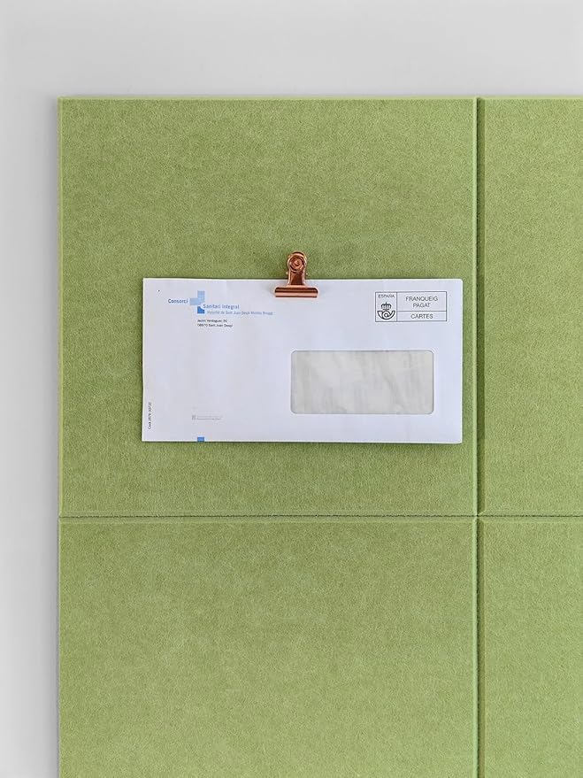 Felt Wall Tiles | Large Cork Board Alternative | Aesthetic Felt Bulletin Board for Office, Home & Classroom | Large Cork Boards for Walls Pinboard (12-Pack) | Spring Green