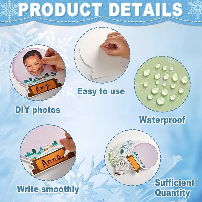 60pcs Winter Theme DIY Cutouts Snow Globe Bulletin Board Decoration Set Christmas Snow Globe Paper Cut-Outs Decor for Winter Holiday DIY Photo Craft Xmas Party School Classroom Wall Door Supplies