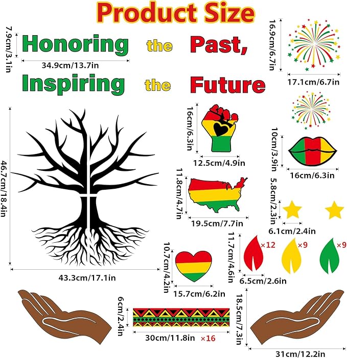 gisgfim Black History Month Tree Bulletin Board Set Decorations Black History Month Classroom Decor African American Inspirational Paper Cutouts for Wall Door Chalkboard Craft School Home Supplies