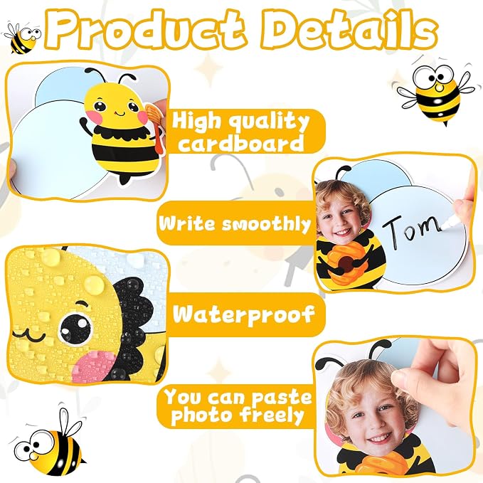 gisgfim 80Pcs Bee Cutouts Summer Honey Bee Decorations Bulletin Board Summer Honeybee Paper Cut-Outs Classroom Decor for Boy Girl DIY Craft Photo Wall Kindergarten Preschool Party Favor Supply