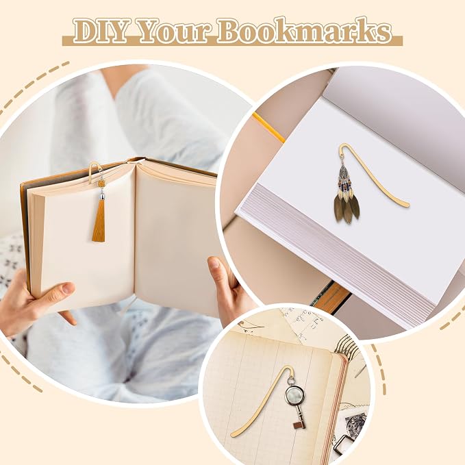 20pcs Metal Bookmarks Beading Vintage Bookmark, Retro Bookmarks with Hook for Adults, Kids, Teacher Student Reading and Enthusiasts Gifts