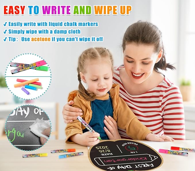 First and Last Day of School Chalkboard 9.8" Double Sided Reusable Back to School Sign for Kids Girls Boys Preschool Pre-K Kindergarten 1st Grade Photo Props 1st Day of Schools Board Gifts