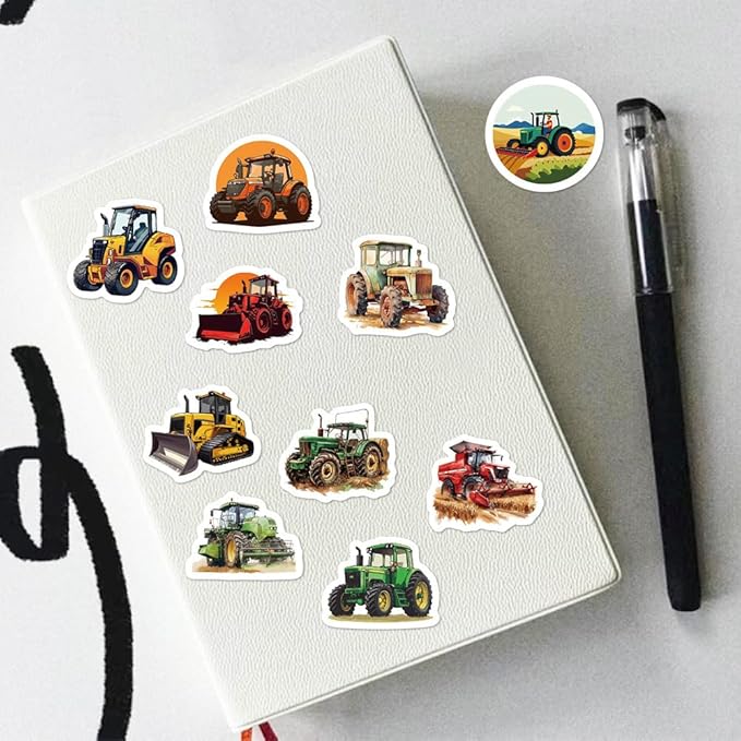 Truck Stickers for Kids,Construction Vehicle Sticker Label,500 Pcs Cartoon Tractor Stickers Roll Self Adhesive Decals for Party Supplies Decorations Water Bottle Laptop Luggage Scrapbook