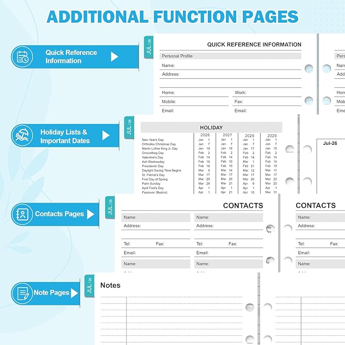 2026-2029 Monthly Planner Refills: 36 Months A5 Planner Inserts for 6-Ring Binder, Runs from July 2026 to June 2029, 6-Hole Punched Calendar Inserts 2026-2029 with Tabs, 5-3/4" x 8-1/4"