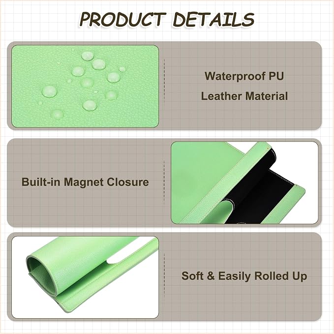 PATIKIL 2Pcs Leather Folder, 13.3x12.6 Magnetic Leather Document Holder File Folder PU Pouch Bag Portfolio File Organizer Handbag Personal Envelope Waterproof for Traveling, Green