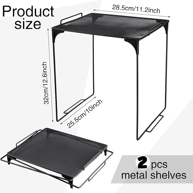 Ctosree 13 Pcs Locker Organizer and Accessories Kit Stackable Mesh Locker Shelf, Pen Holder, Magnetic Mirror, Whiteboard, Cloth, Marker, Magnet for Classroom Back to School Essentials(Black)