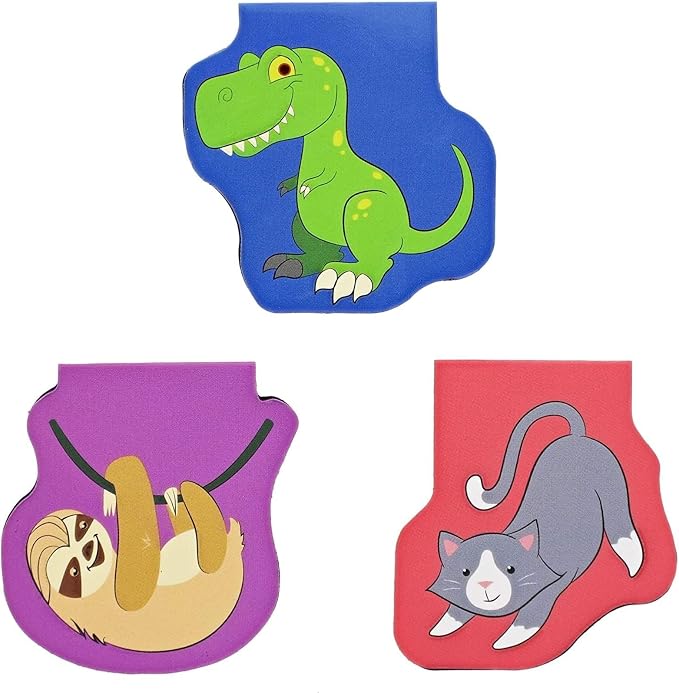 Bookmarks for Kids - 50-Pack Mini Animal Magnetic Bookmarks - 10 Designs, 1.7 x 1.7 in, Multicolor - Clip Markers for Reading & Classroom Essentials