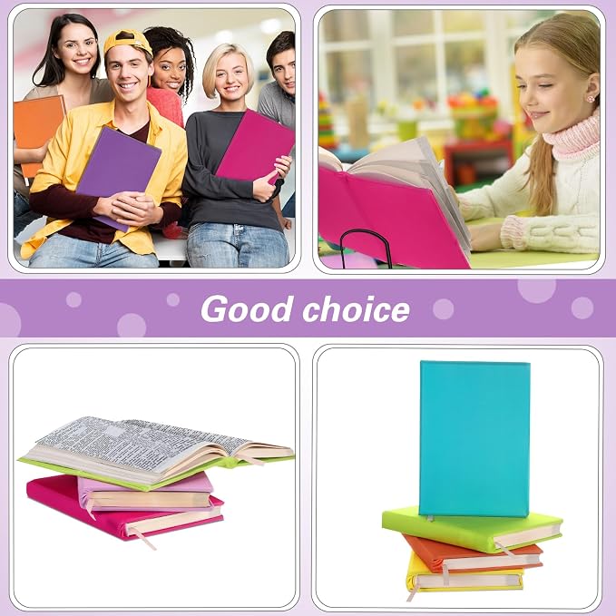 Gilprop 6 Pack Stretchable Book Covers 9-11 Inch Colored Fabric Reusable Book Protector Sleeve for Hardcovers Textbook Protection Supplies(Neon Color)