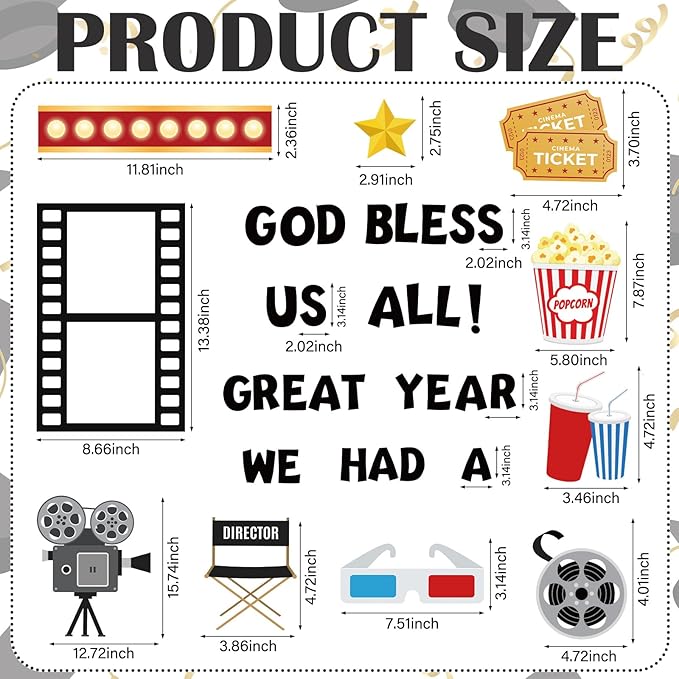 Ceenna 80 Pcs 2026 Graduation End of Year Movie Night Bulletin Board Decoration Set Classroom Movie Star Paper Cutout Party Decor for Congrats Grad Kindergarten Office Chalkboard Home Wall Decor