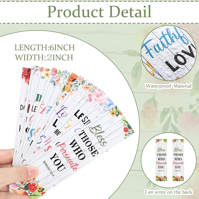 Sinmoe 120 Pcs Christian Bible Verse Sets Bulk Scripture Bookmarks Religious Ballpoint Pens Christian Notebooks & White Organza Bags for Church Wedding Women Men Party Favors Bible Study