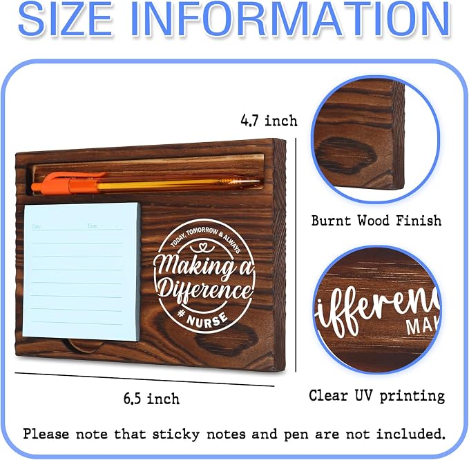 Nurse Making a Difference Self-Stick Note Pad Holder, Appreciation Gift for Nurses RN Healthcare Workers, Durable and Stylish Desk Organizer, Work Desk Retro Note Pad Holder SDZ302