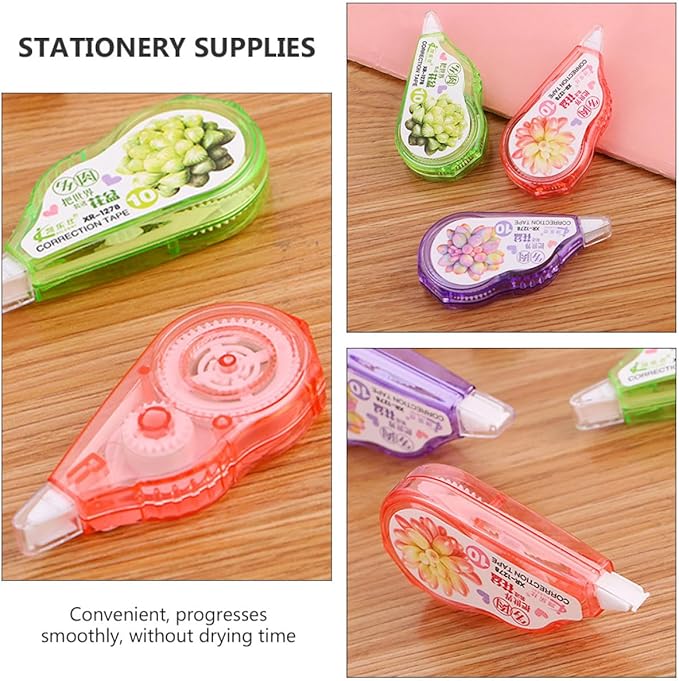 HANABASS 5pcs Correction Tape for Students Easy-to-use Applicator, Office Stationery Supplies for Homework and Writing Corrections Random Style
