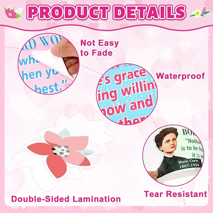 Women’s History Month Bulletin Board Set Famous Women in History Classroom Decoration Inspirational Bulletin Board Women Positive Quotes Cutouts for March Classroom School Office Chalkboard Wall Decor