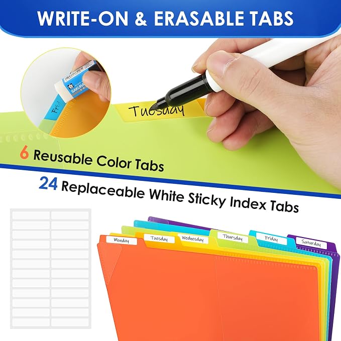 KTRIO 12 Pocket Project Organizer, Letter Size Spiral Binder,Blue | 12 Pocket Storage,Letter Size Fit,Water-Resistant Poly,Zip Pouch Included,Writable Color Tabs