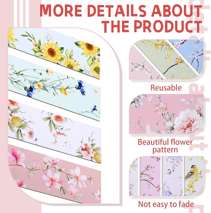 Tenceur 300 Pcs Flower Bookmarks Bulk Aesthetic Paper Floral Bookmarks Back to School Gifts for Students Teachers Readers Book Lovers 30 Styles Cute Book Tracker Flower Page Markers, 6.3''x2.17''