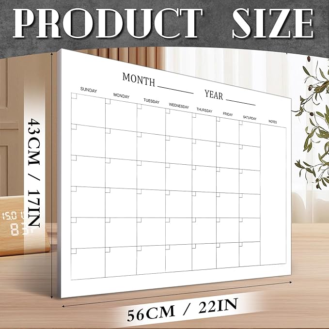 Colarr 36 Sheets 2026 Monthly Blank Calendar Sheets 22 x 17 Inches Blank Calendar Pages Desk Pad Undated Schedule for Office Workers Planning and Organizing