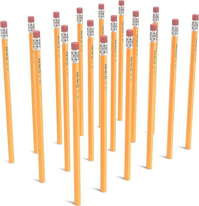 TRU RED Wooden Pencils, #2 Lead, Pre‑Sharpened, 48 Pack – Classroom‑Ready Writing Pencils for School & Office Use