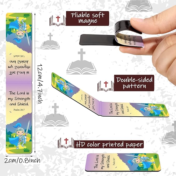 Chinco 30 Pcs Magnetic Bookmarks Christian Bookmarks Bulk Bible Verse Inspirational Scripture Page Clips for Women, Childrens, Kids, Teachers, Mothers Day, Church Supplies, School Gifts (Cartoon)