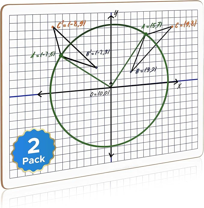 2 Pack Dry Erase XY Axis Lap Board 9”X12” | Interactive Learning Coordinate Grid Whiteboard (Double Sided)