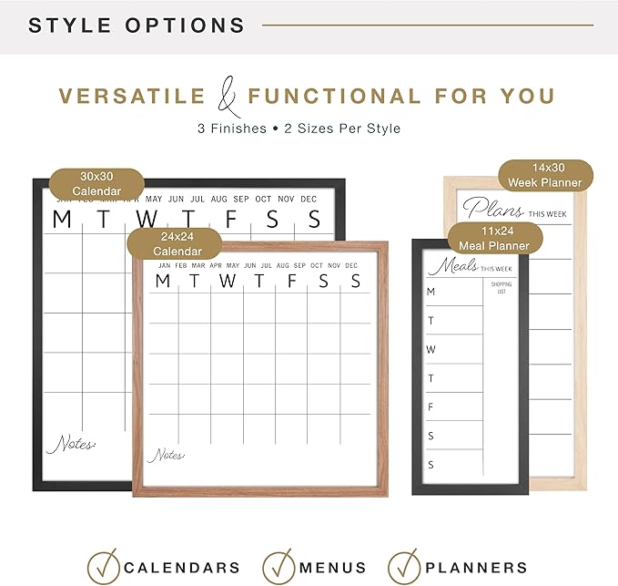 MCS Dry Erase Calander 30x30 Black Framed Monthly Calendar for The Wall, Stay Organized with Family Planner for Appointments, Sports, Events & More