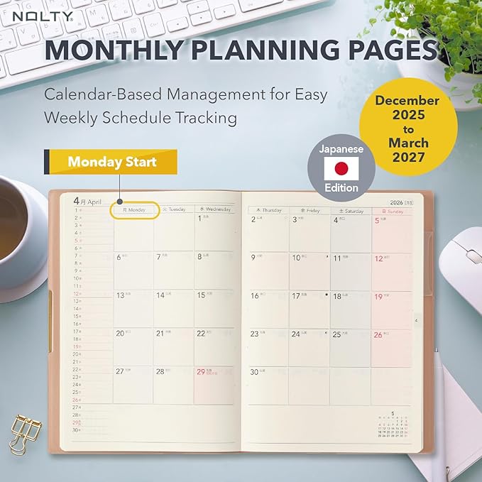NOLTY Ecri Plus B6 Memo Weekly Planner 2026, January Start, Japanese Edition, Pink, 2026-2319