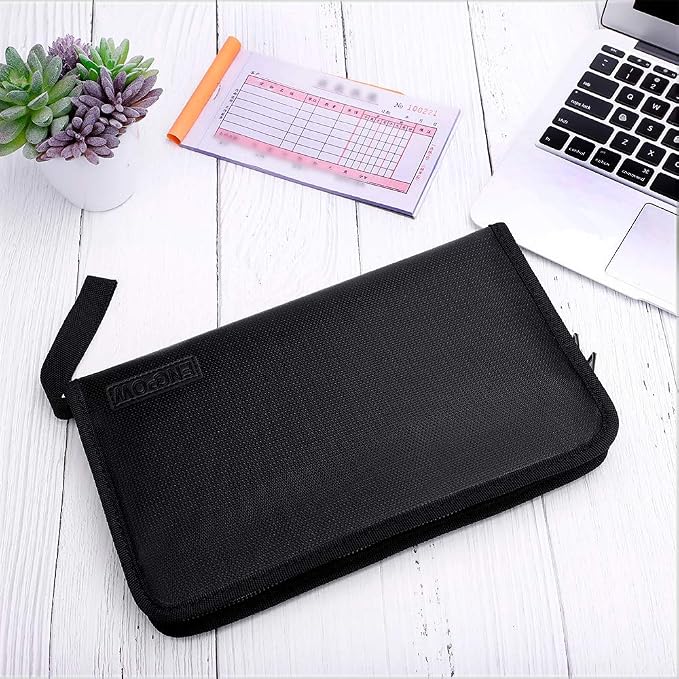 ENGPOW Expanding File Folder (11.4"x6.7") A5 Size Document Organizer Fireproof Money Bag 13 Pockets Zipper Closure Portable Filing Wallet Holder Storage for Check,Bill,Receipts,Tickets