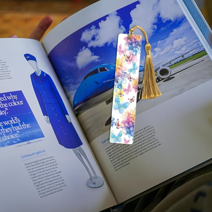 AFRITEE UV DTF Bookmark Wraps - 24 Sheets Colorful Butterfly Flowers UV DTF Stickers for Blanks Bookmark Decor, Blue Butterfly Double-Sided Waterproof Transfer Sticker Decals Decor Gift for Women