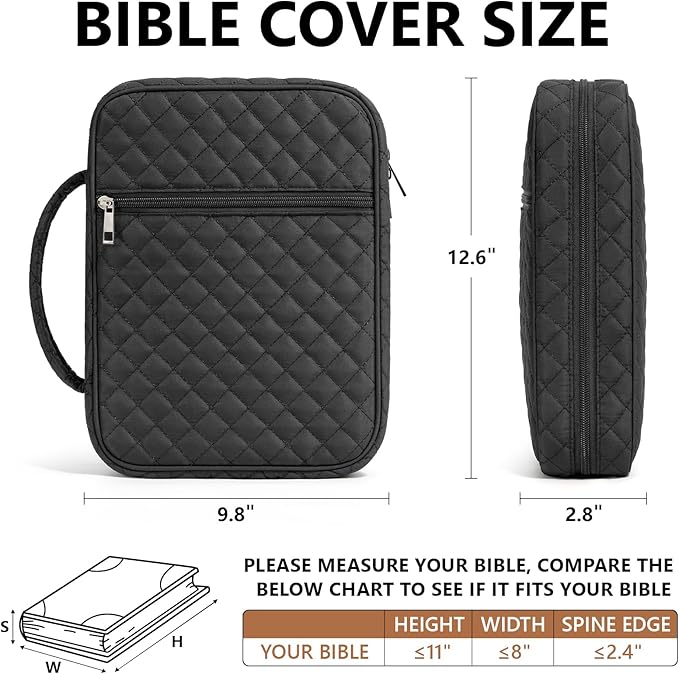 Bible Cover Case for Women Large Bible Bag, Bible Study Supplies Journaling Kit Quilted Church Bag with Handle, Puffer Book Carrying Case w/Tabs Accessories Mothers Day Christian Gifts for Women Mom