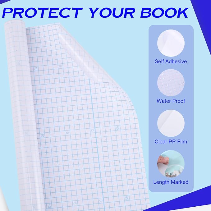 WSICSE Clear Contact Paper Roll 17in x 20ft Peel and Stick Adhesive Book Cover Plastic Protector for Books Crafts Textbook Home Gift Wrapping