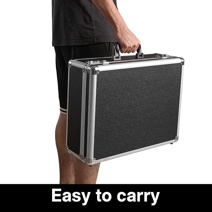LOCKCURX File Organizer Storage Box - 18.9 x 14.6 x 6.3 Inch X-Large, Portable Locking Storage Totes with Dual Combination Locks for Cash, Documents & Valuables - Black