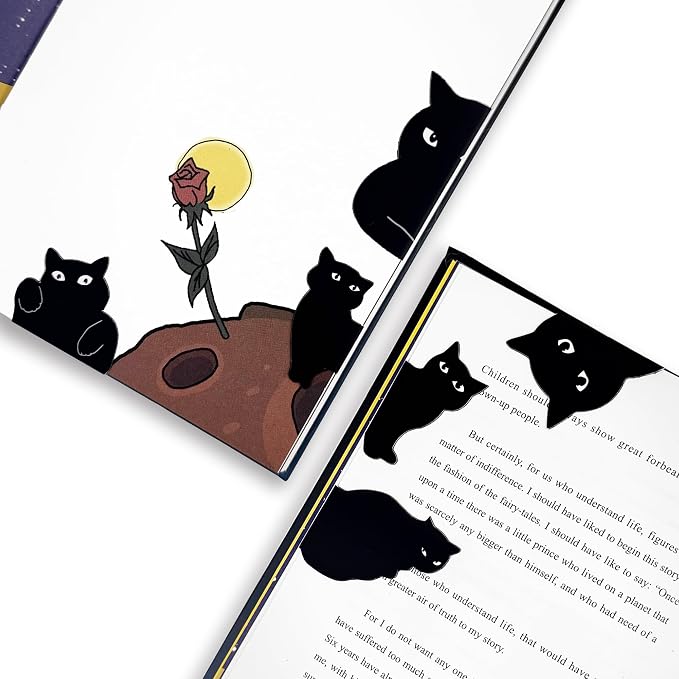SONAME Magnetic Bookmarks - 6 Pcs Black Cat Bookmark, Cute Book Markers Clip Set, Gift for Book Lovers Women Teacher Reading, Bookish Gifts Office School Item - Teacher Appreciation Gift