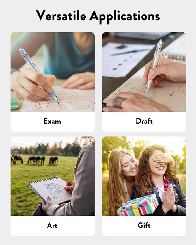 Four Candies Mechanical Pencil Set with Case, 3PCS Aesthetic Mechanical Pencils 0.7mm with 360PCS HB Lead Refills, 12PCS Erasers, Cute Mechanical Pencils for Writing, Drawing and Sketching