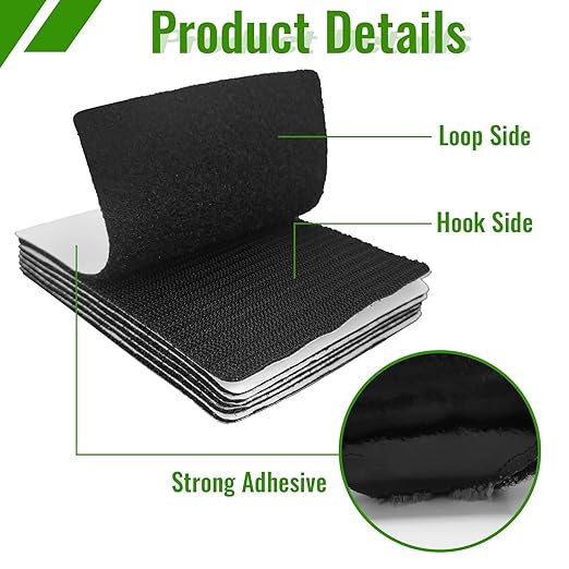 FR 4x6 Inch Heavy Duty Hook and Loop Strips with Adhesive, 6 Sets Nylon Interlocking Tape - Strong Grip for Sewing, Crafting, DIY, Wall Hanging