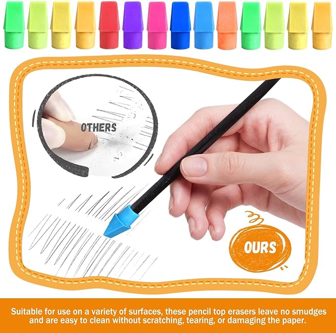 PRALB 1000PCS Pencil Top Eraser Bulk Caps for Pencils,Chisel Shape Erasers Toppers for Party Favors Games Prizes, Pencil Top Erasers Cap for Home School Classroom Office