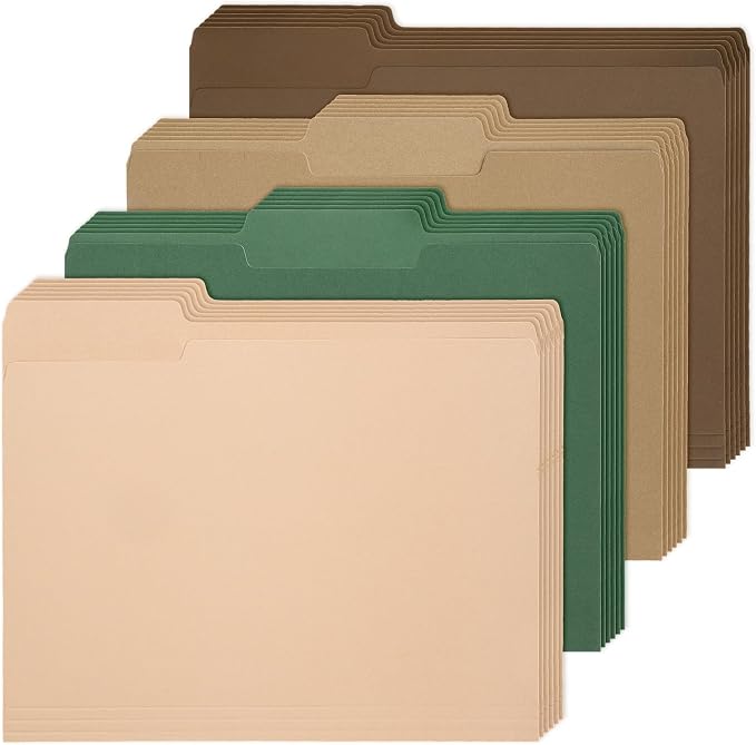 Whaline 24 Pack Woodland Themed File Folders Letter Size 4 Colors Sage Green Brown Fall File Pockets with 1/3 Cut Tab for Mallard Duck Theme Party Office Classroom Supplies, 8.9 x 11.6 Inch
