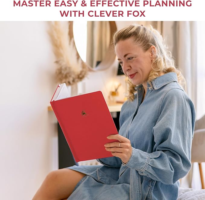 Clever Fox Planner PRO Premium Jan 2026-Jan 2027 – Luxurious Weekly, Monthly & Budget Agenda Organizer for Productivity & Reaching Goals, A4 Hardcover + Keepsake Box – Red