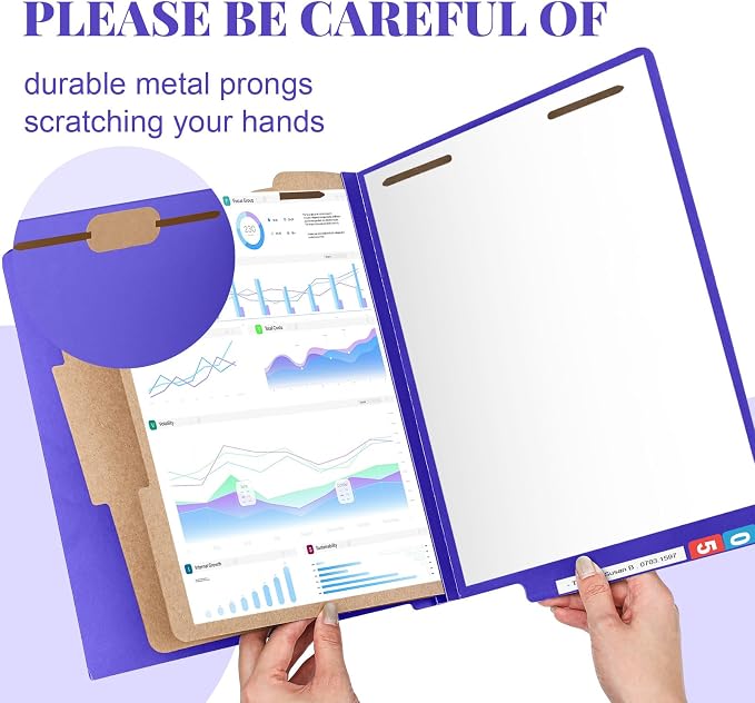 24 Pcs Classification Folders Letter Size, 2 Dividers Pressboard File Folder Bulk with Fasteners, Expanding File Organizer for Teachers, Clergy, Office, Church Christmas Donations(Purple)