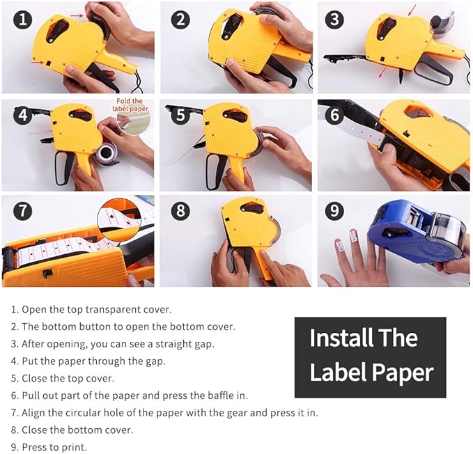 Irfora MX-5500EOS Handheld 8 Digits Price Labeller Label Maker Pricing Hine with Label Roll & Ink Roller for Office Supermarket Retail Shop Grocery Store