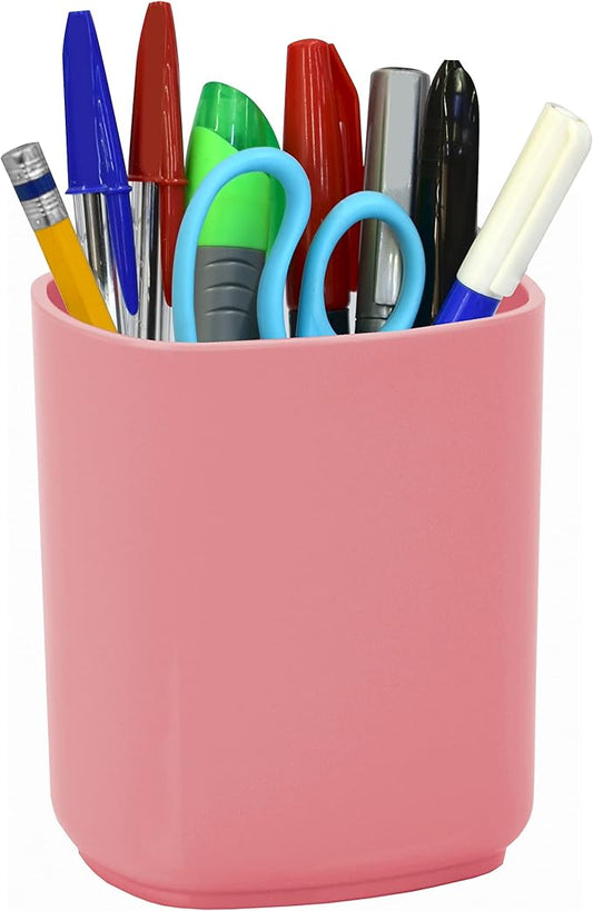 Acrimet Jumbo Pencil Holder, Pen Cup, Caddy Super-Sized Desktop Organizer for Students, Artists and Professionals (Plastic) (Solid Pink Color)