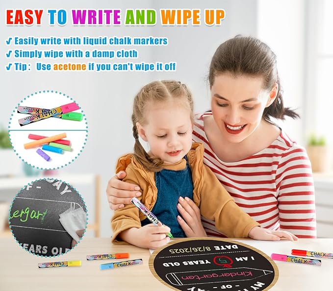 First & Last Day of School Chalkboard - 9.8" Double Sided Back to School Board Sign for Kids Girls Boys - 1st Day of Preschool Pre-K Kindergarten 1st Grade Photo Props Gifts for Duaghter Son