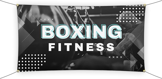 Boxing Fitness Large Banners and Signs for Outdoor by Mavis Printing-Polyester Banner with 4 Holes for Easy Hang Indoor & Outdoor|4x1 Feet HD Print Sign to Promote Church| Made in USA